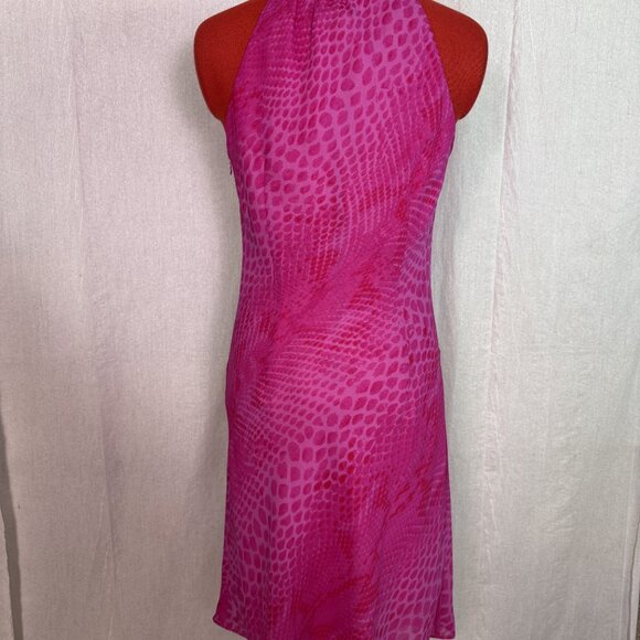 EXPRESS LAYERED Pink MINI SUMMER CHIFFON Batwing DRESS SIZE 7 / 8 Snake E428 - Picture 4 of 10